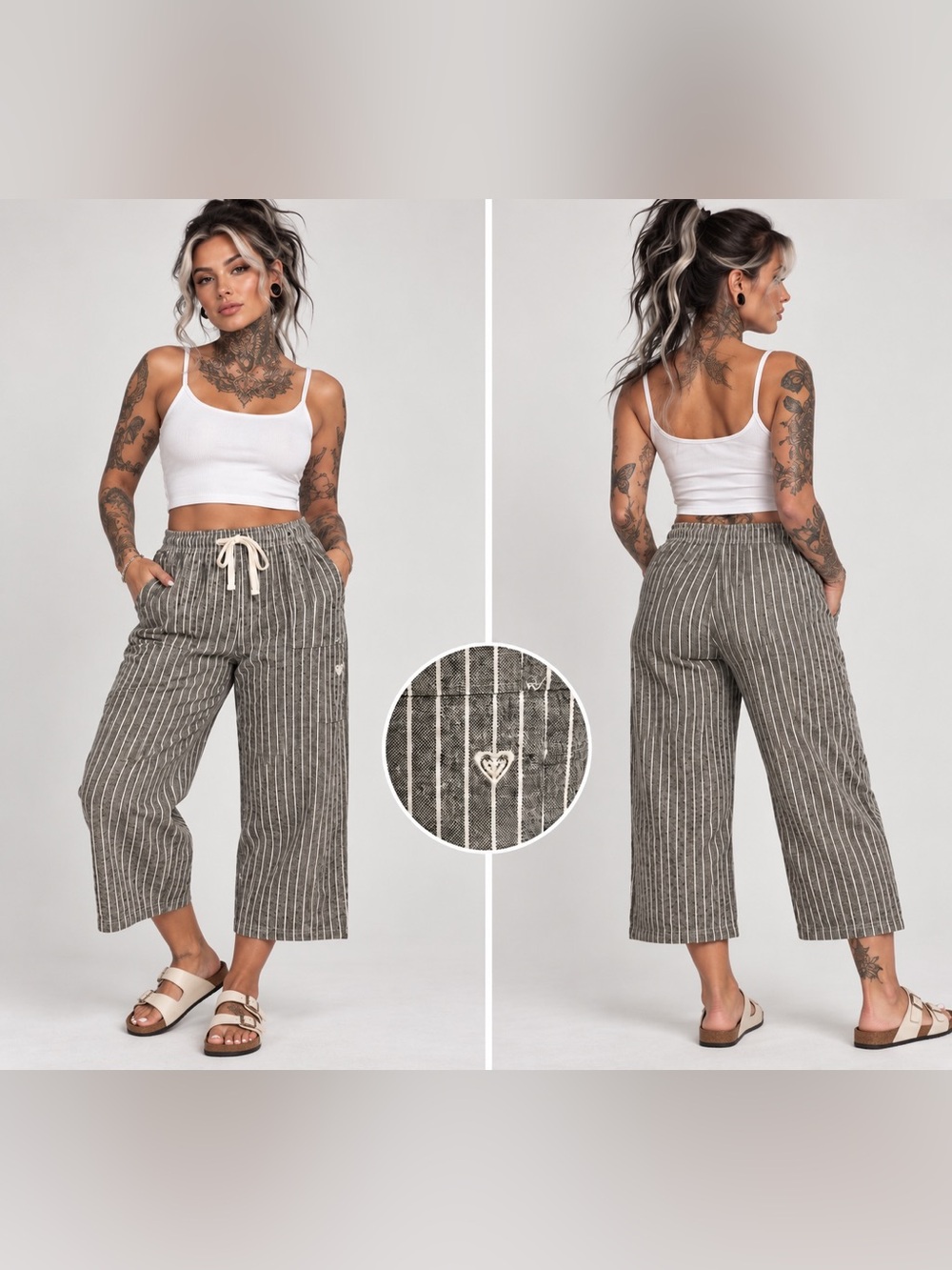 Roxy Striped Linen Cropped Pants
